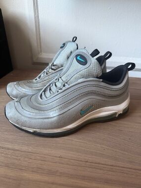 Nike Silver Air Max 97 with Teal Swoosh
